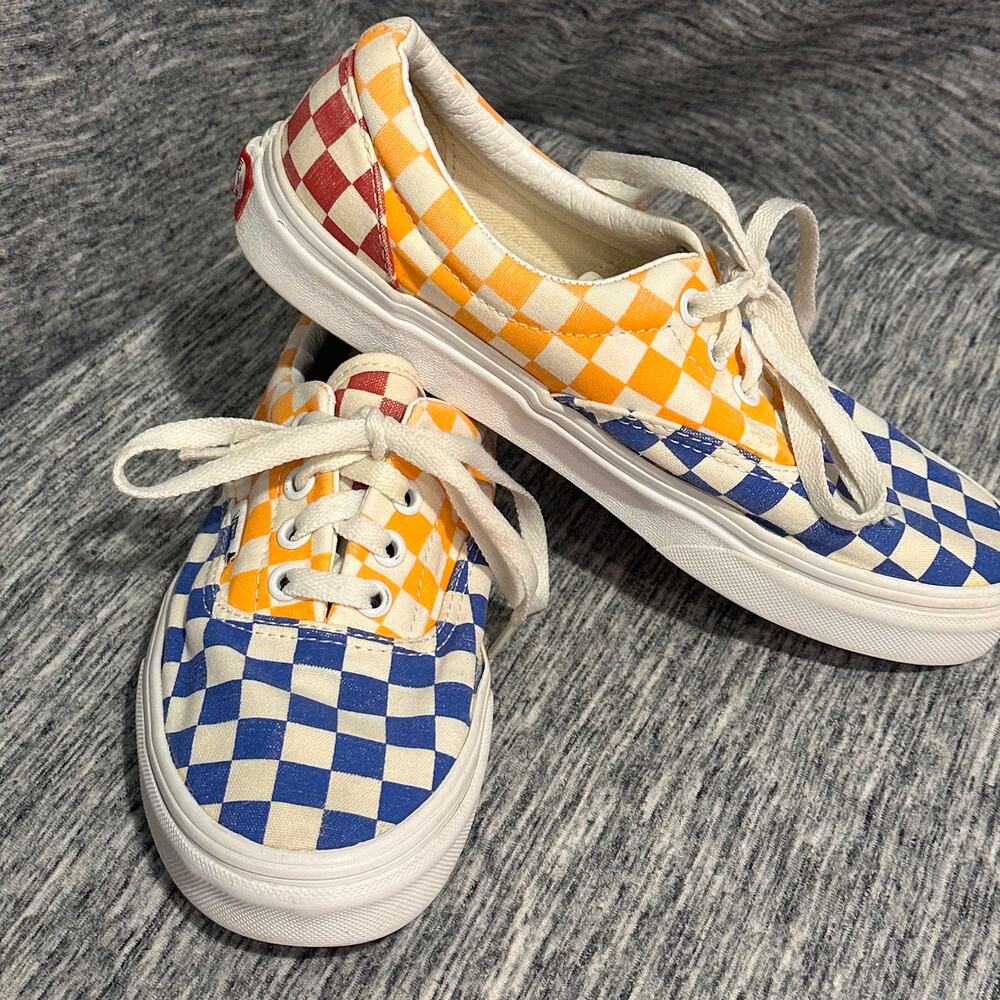 Vans Era Checkerboard Sneakers W7 Multicolor Blue Orange Red Lace Up